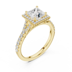 Princess Diamond Split-Shank Halo Engagement Square Ring in Rose Gold