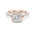 Princess Diamond Split-Shank Halo Engagement Square Ring in Rose Gold