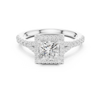 Princess Diamond Split-Shank Halo Engagement Square Ring in Rose Gold