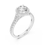 1.4 CTW Round Cut Split Shank Diamond Halo Wedding Ring