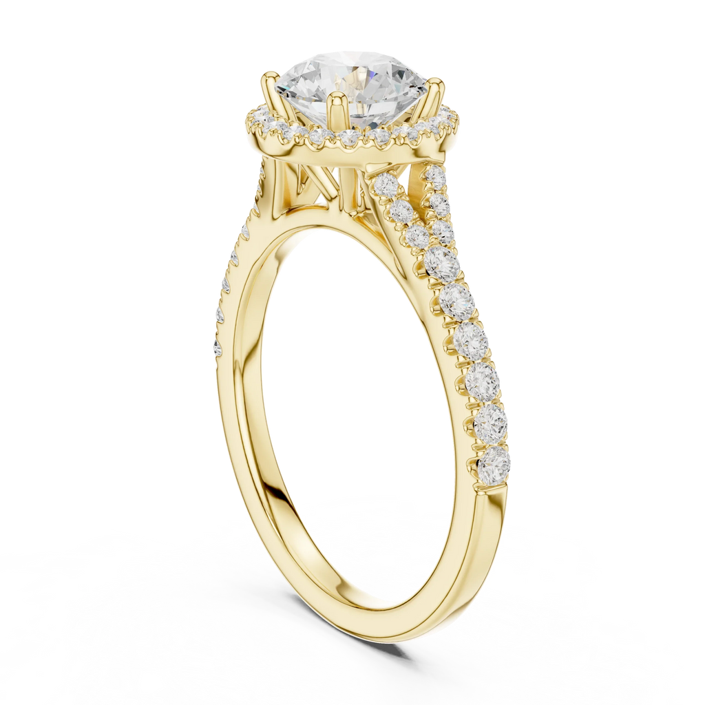 1.4 CTW Round Cut Split Shank Diamond Halo Wedding Ring