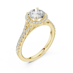 1.4 CTW Round Cut Split Shank Diamond Halo Wedding Ring