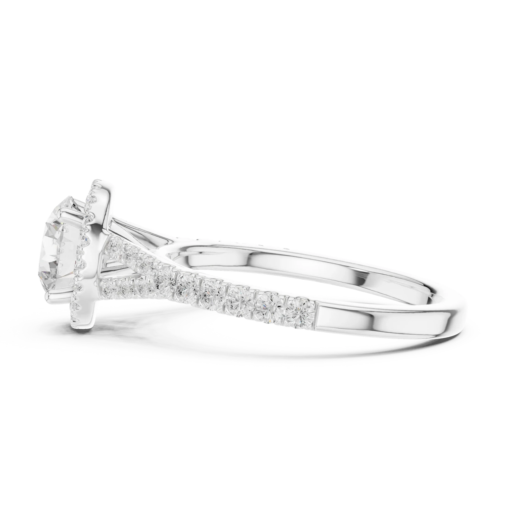 1.4 CTW Round Cut Split Shank Diamond Halo Wedding Ring