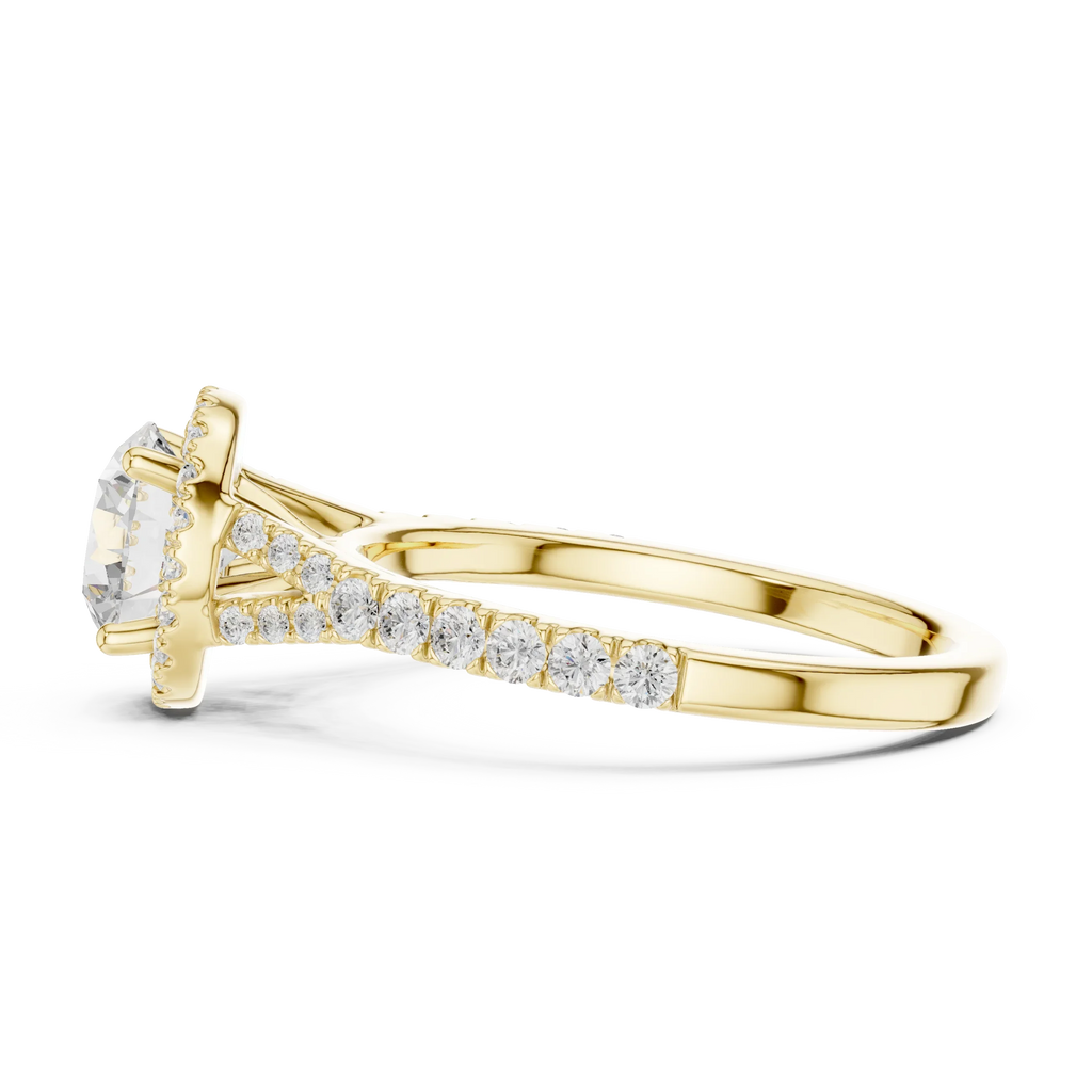 1.4 CTW Round Cut Split Shank Diamond Halo Wedding Ring