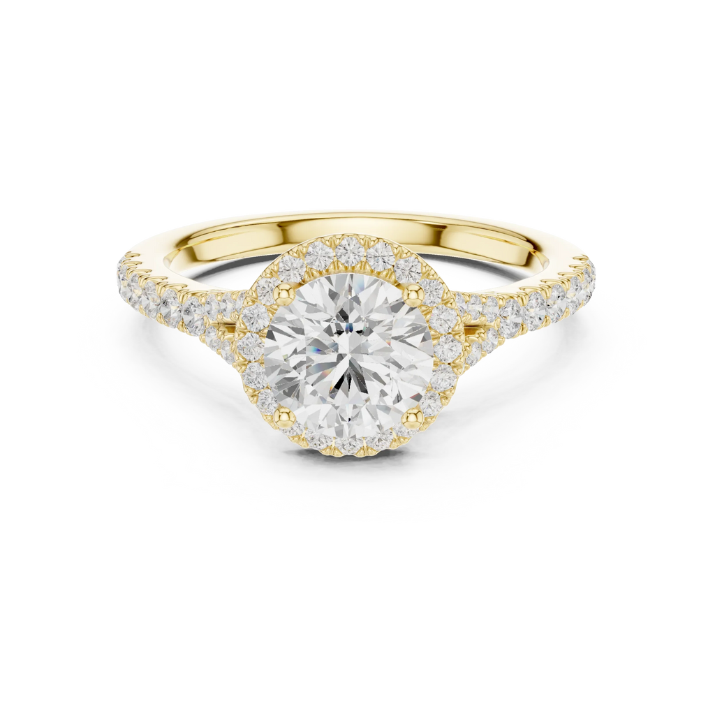 1.4 CTW Round Cut Split Shank Diamond Halo Wedding Ring