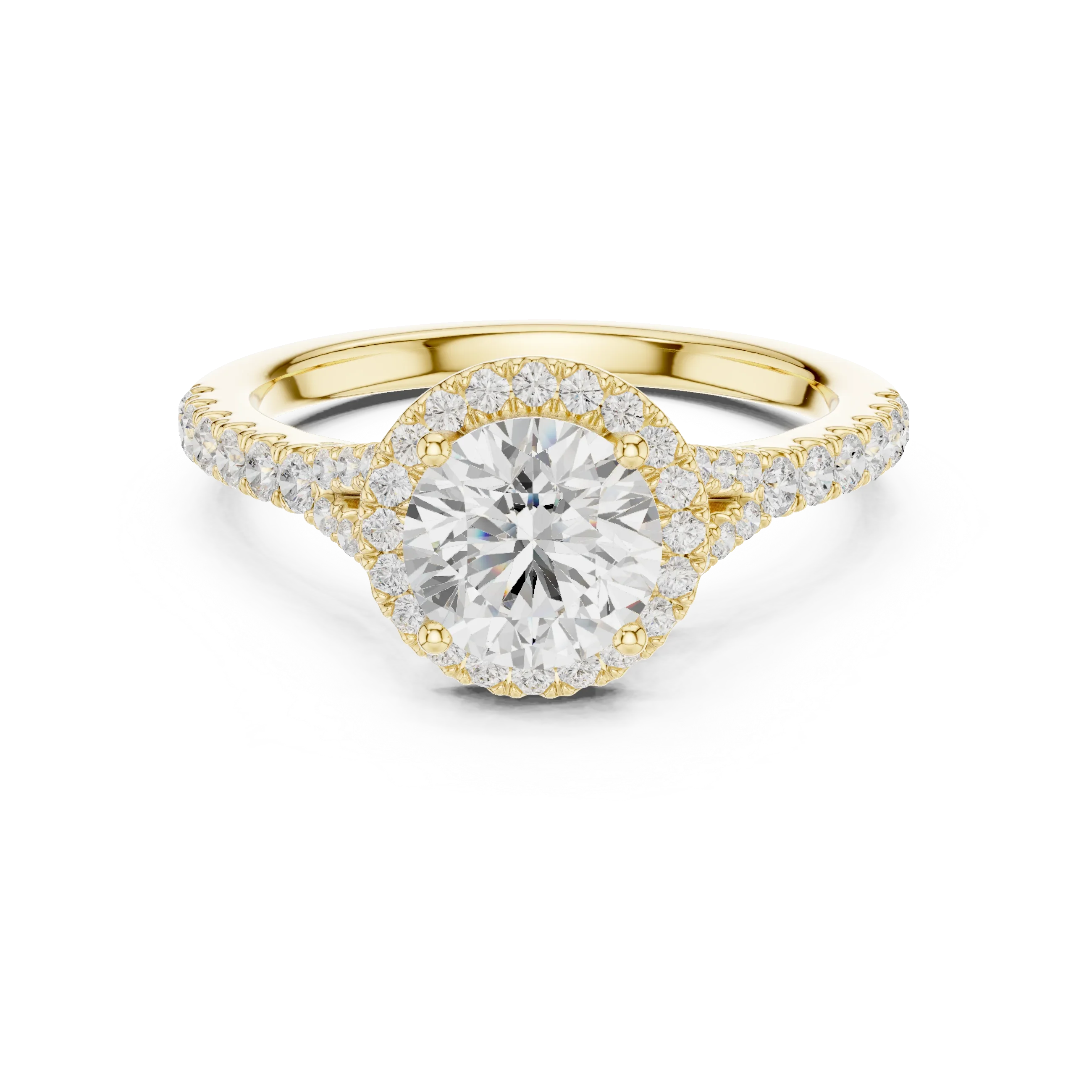 1.4 CTW Round Diamond Split Shank Halo Wedding Ring