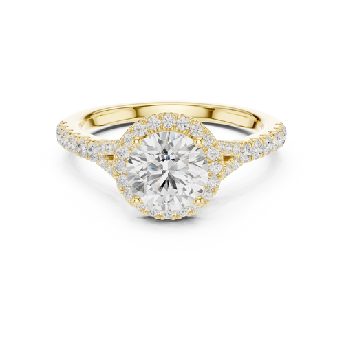 1.4 CTW Round Cut Split Shank Diamond Halo Wedding Ring