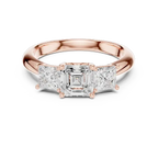Asscher Lab Grown Diamond Trilogy Engagement Ring 14K White Gold