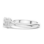 Asscher Lab Grown Diamond Trilogy Engagement Ring 14K White Gold