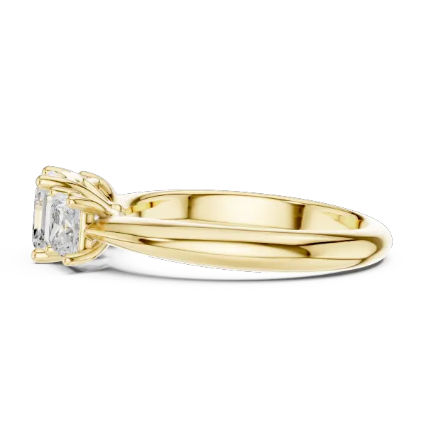 Asscher Lab Grown Diamond Trilogy Engagement Ring 14K White Gold