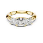 Asscher Lab Grown Diamond Trilogy Engagement Ring 14K White Gold