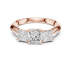 Cushion Cut Moissanite Diamond 3 Stone Ring for Women