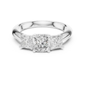 Cushion Cut Moissanite Diamond 3 Stone Ring for Women
