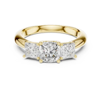 Cushion Cut Moissanite Diamond 3 Stone Ring for Women