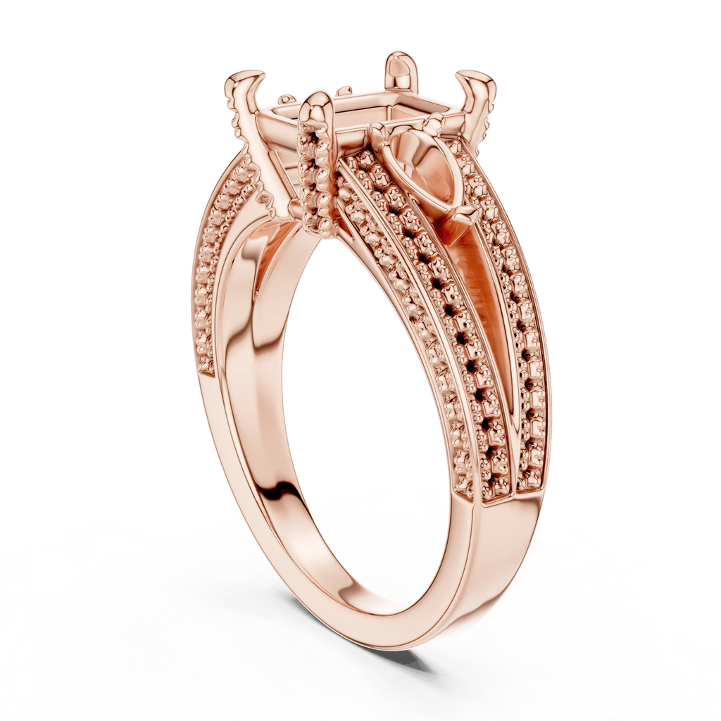 Wide Pavé Band 3.16 CT Radient Cut Diamond Engagement Ring