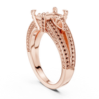 Wide Pavé Band 3.16 CT Radient Cut Diamond Engagement Ring