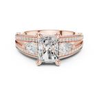 Wide Pavé Band 3.16 CT Radient Cut Diamond Engagement Ring