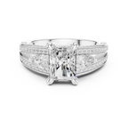 Wide Pavé Band 3.16 CT Radient Cut Diamond Engagement Ring