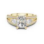 Wide Pavé Band 3.16 CT Radient Cut Diamond Engagement Ring