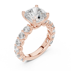 14K Cushion Cut Moissanite Engagement Ring in Rose Gold