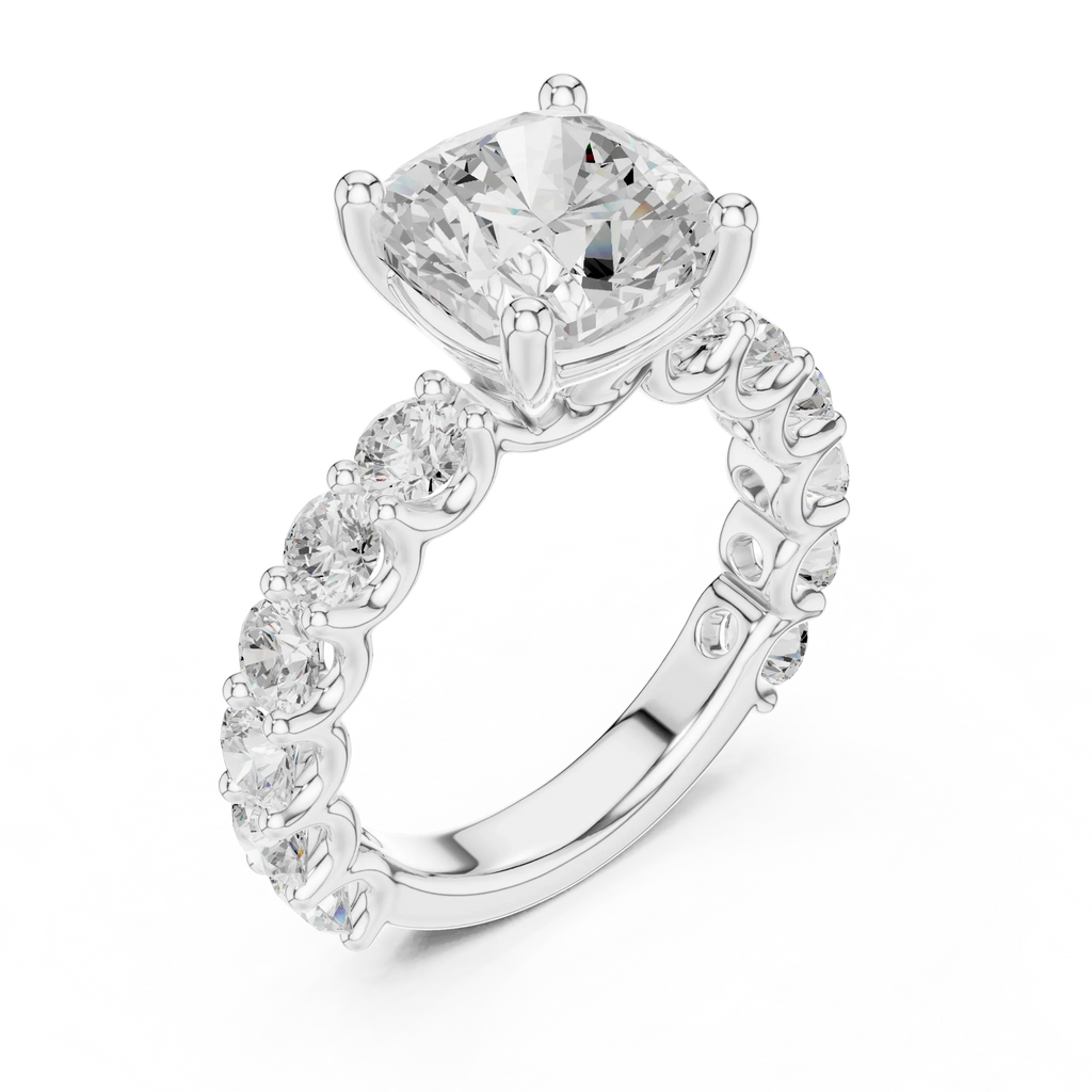 14K Cushion Cut Moissanite Engagement Ring in Rose Gold