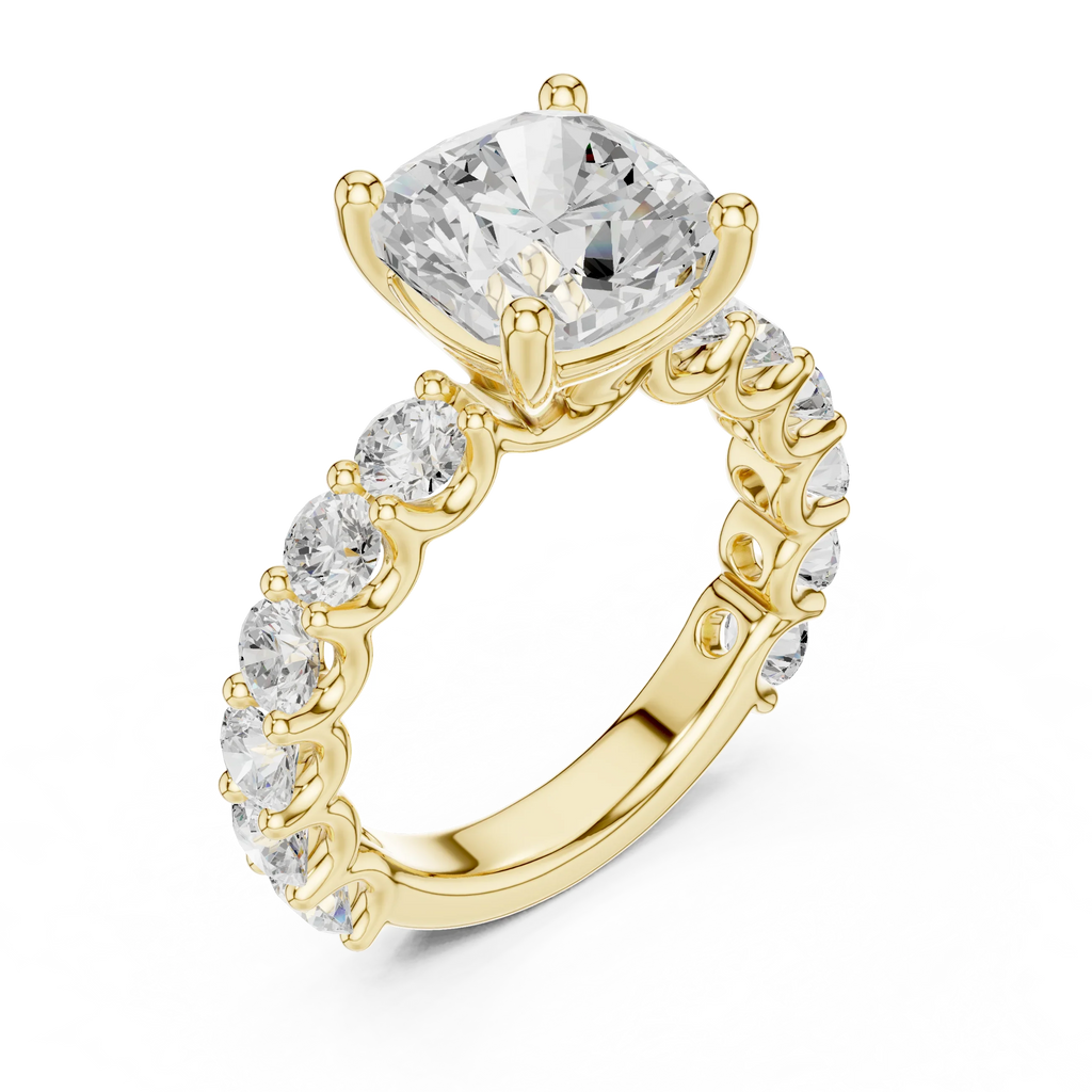 14K Cushion Cut Moissanite Engagement Ring in Rose Gold