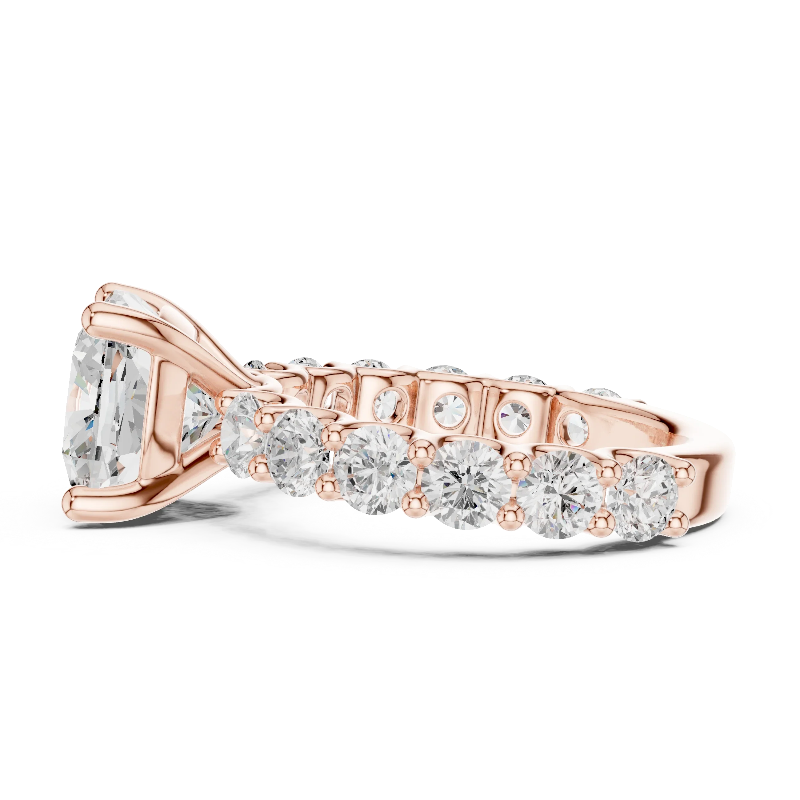 14K Cushion Cut Moissanite Engagement Ring in Rose Gold