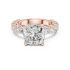 14K Cushion Cut Moissanite Engagement Ring in Rose Gold