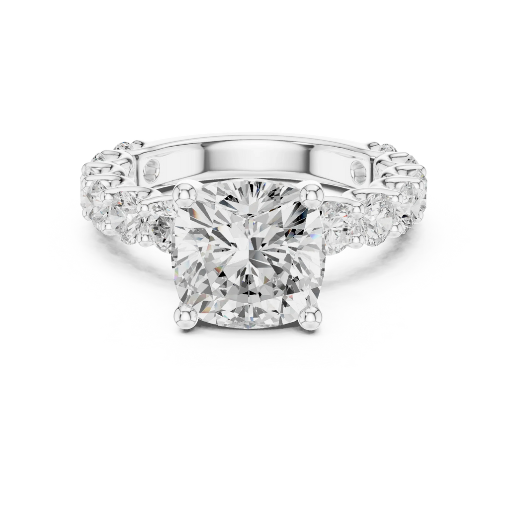 14K Cushion Cut Moissanite Engagement Ring in Rose Gold