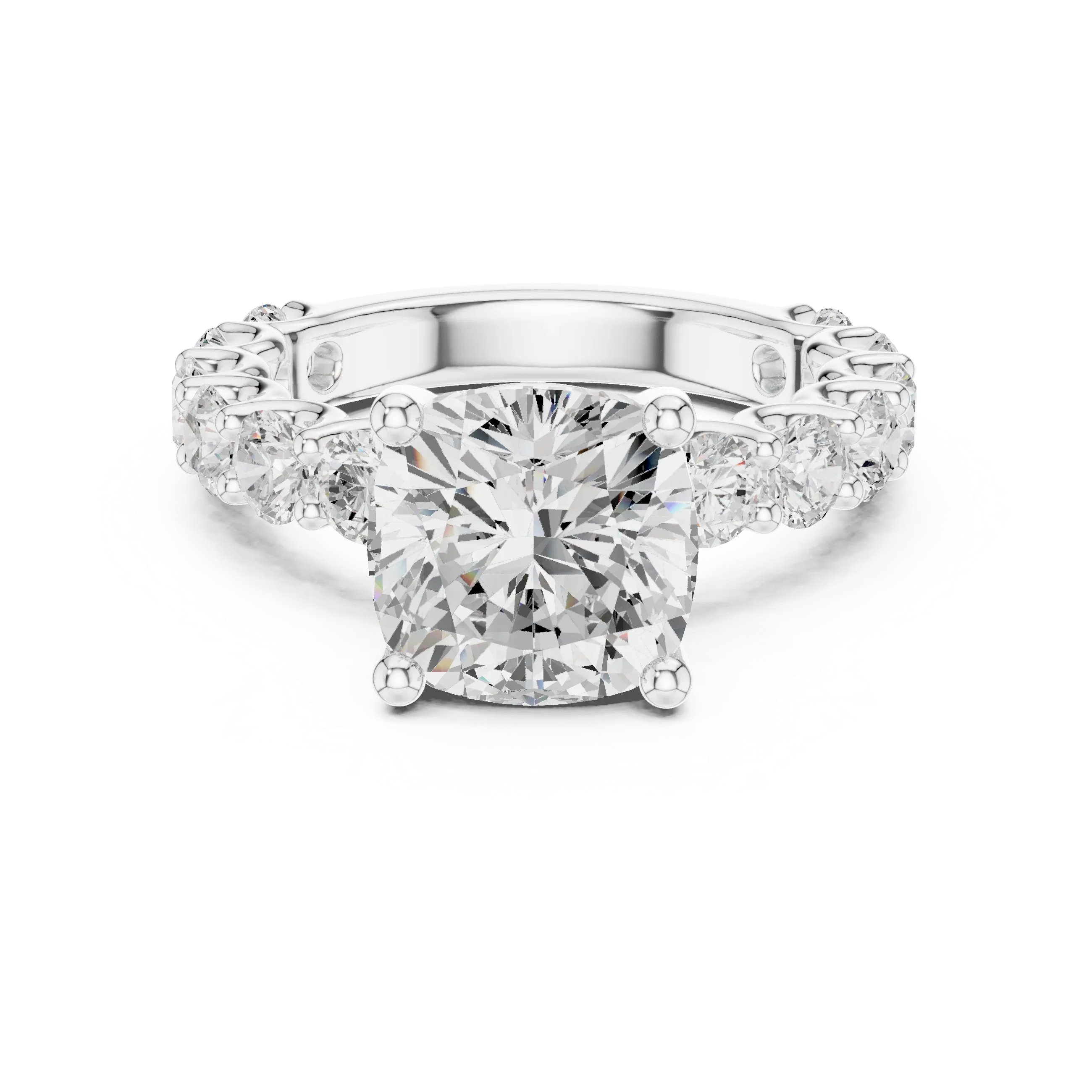 14K Cushion Cut Moissanite Engagement Ring in Rose Gold