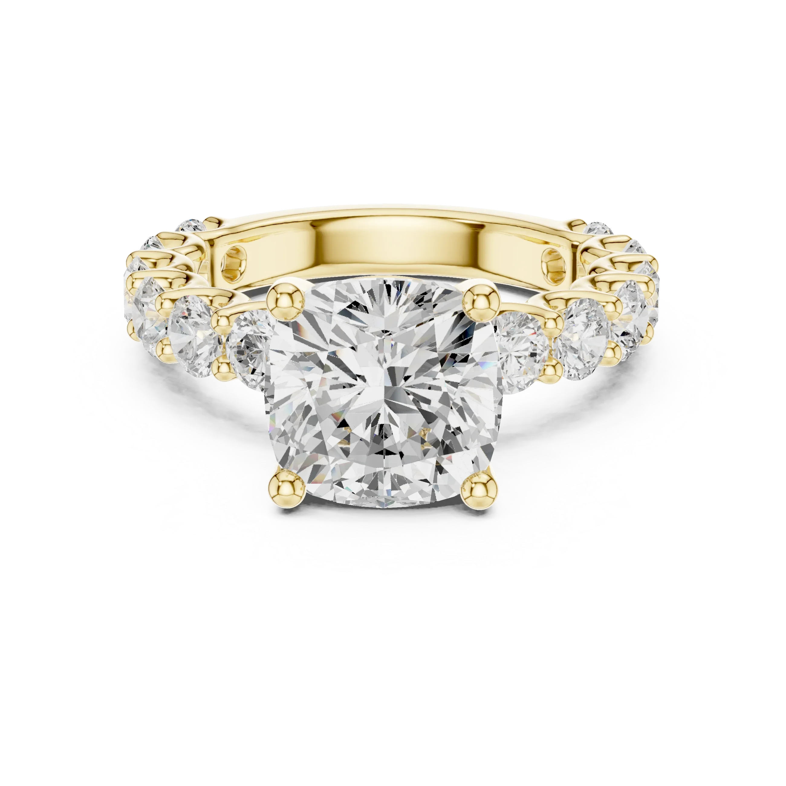 14K Cushion Cut Moissanite Engagement Ring in Rose Gold