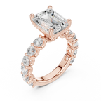 14K White Gold 5.92 CTW Emerald Round Cut Engagement Diamond Ring