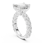 14K White Gold 5.92 CTW Emerald Round Cut Engagement Diamond Ring
