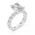 14K White Gold 5.92 CTW Emerald Round Cut Engagement Diamond Ring