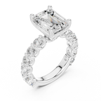 14K White Gold 5.92 CTW Emerald Round Cut Engagement Diamond Ring