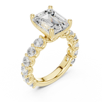 14K White Gold 5.92 CTW Emerald Round Cut Engagement Diamond Ring