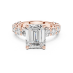 14K White Gold 5.92 CTW Emerald Round Cut Engagement Diamond Ring