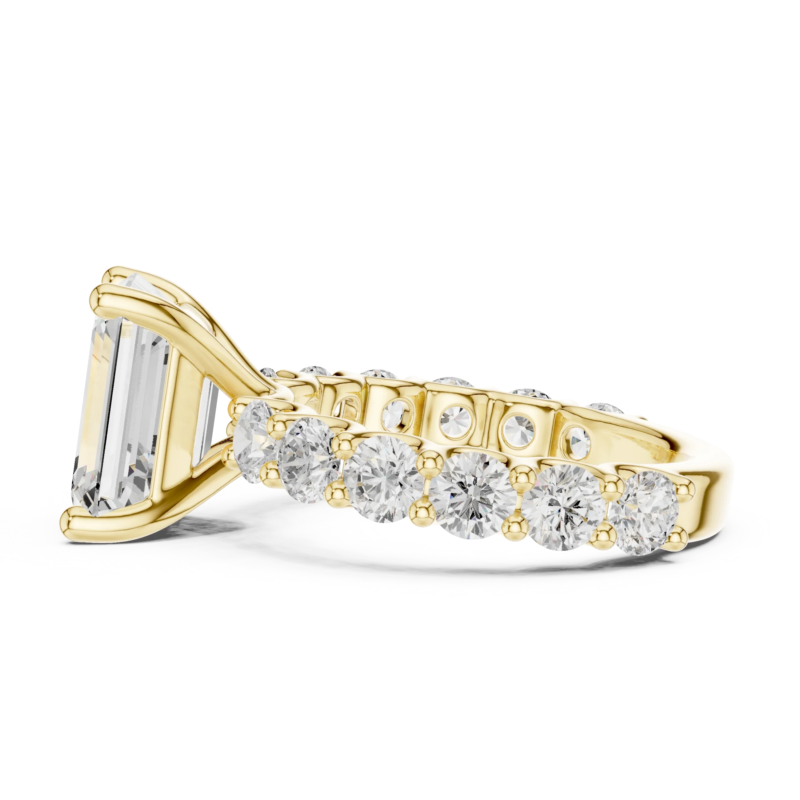 14K White Gold 5.92 CTW Emerald Round Cut Engagement Diamond Ring