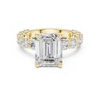 14K White Gold 5.92 CTW Emerald Round Cut Engagement Diamond Ring