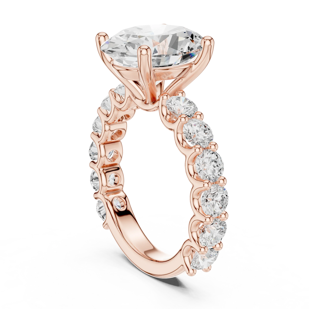 14K White Gold 5.92 CTW Oval Cut Wedding Diamond Ring
