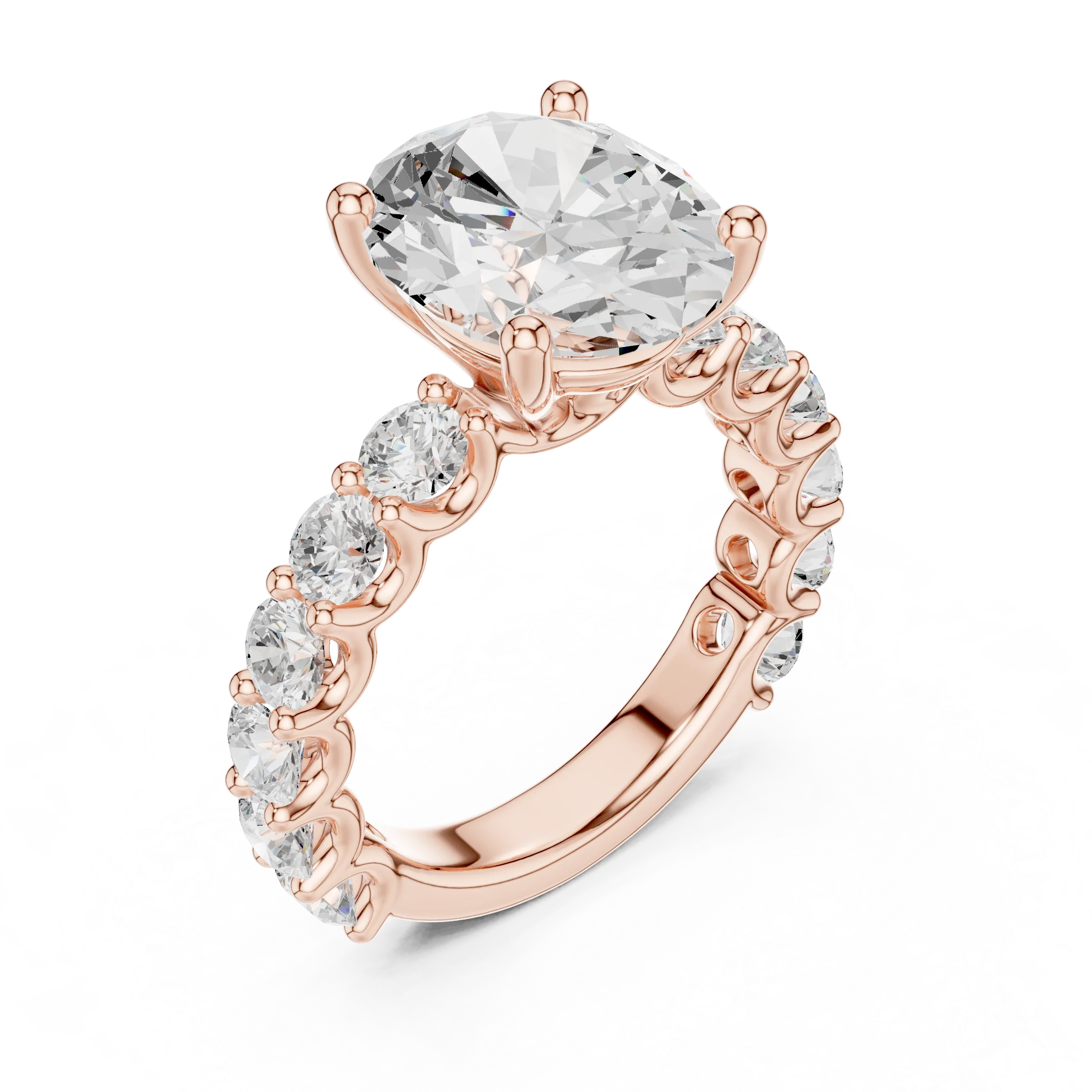 14K White Gold 5.92 CTW Oval Cut Wedding Diamond Ring