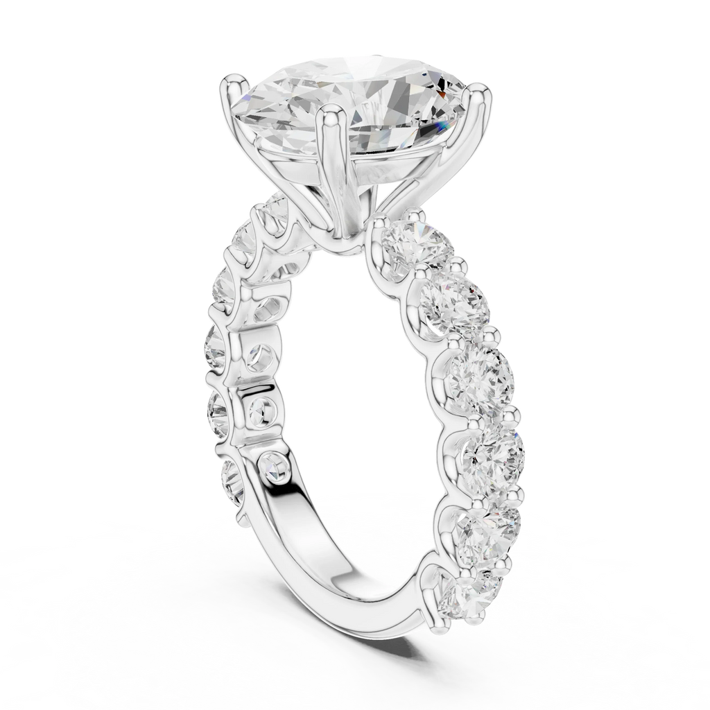 14K White Gold 5.92 CTW Oval Cut Wedding Diamond Ring