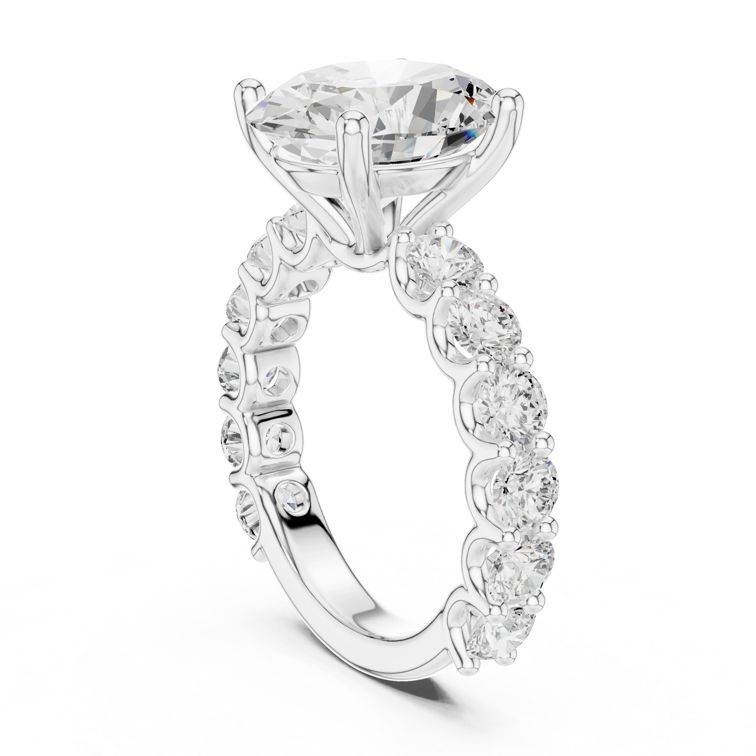 14K White Gold 5.92 CTW Oval Cut Wedding Diamond Ring