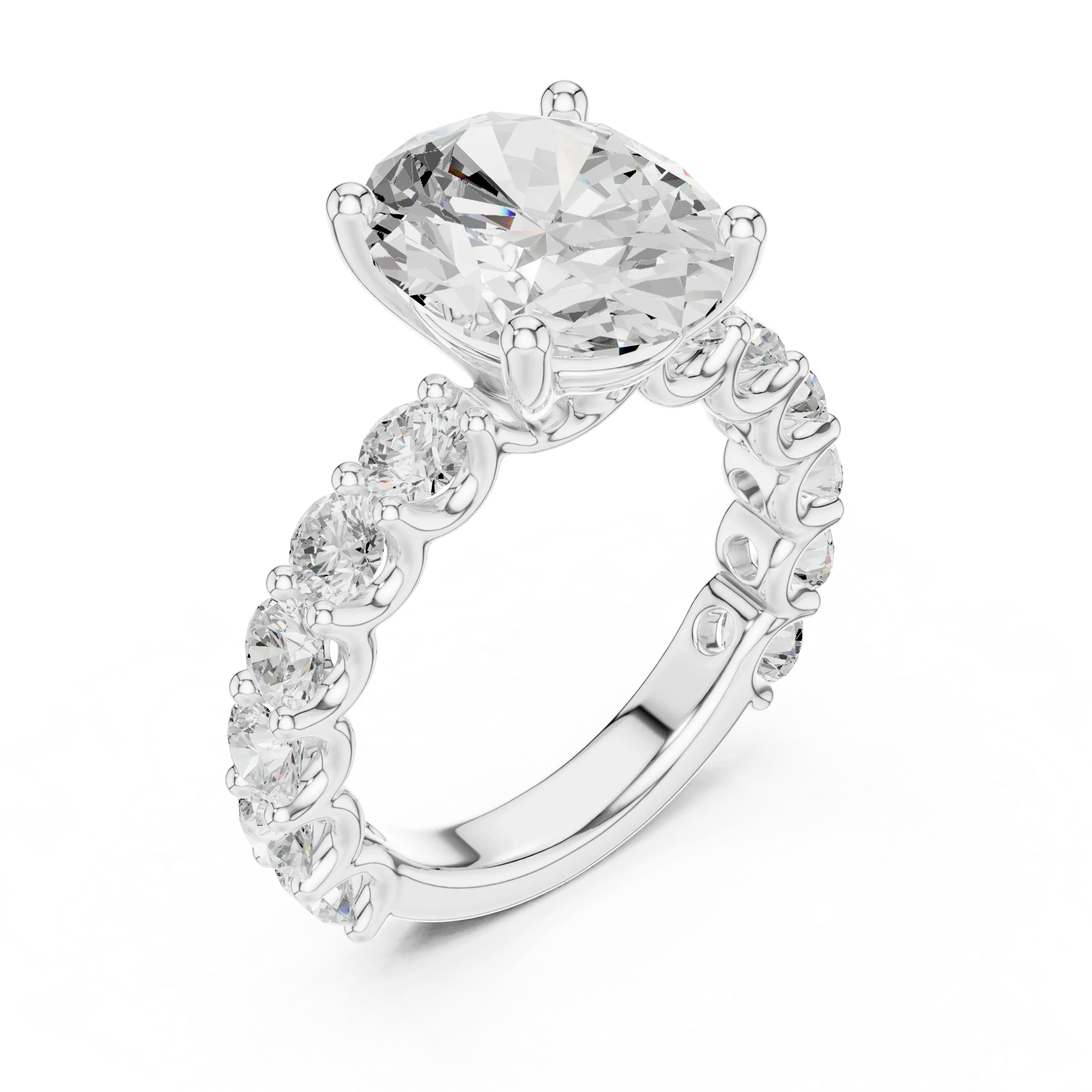 14K White Gold 5.92 CTW Oval Cut Wedding Diamond Ring