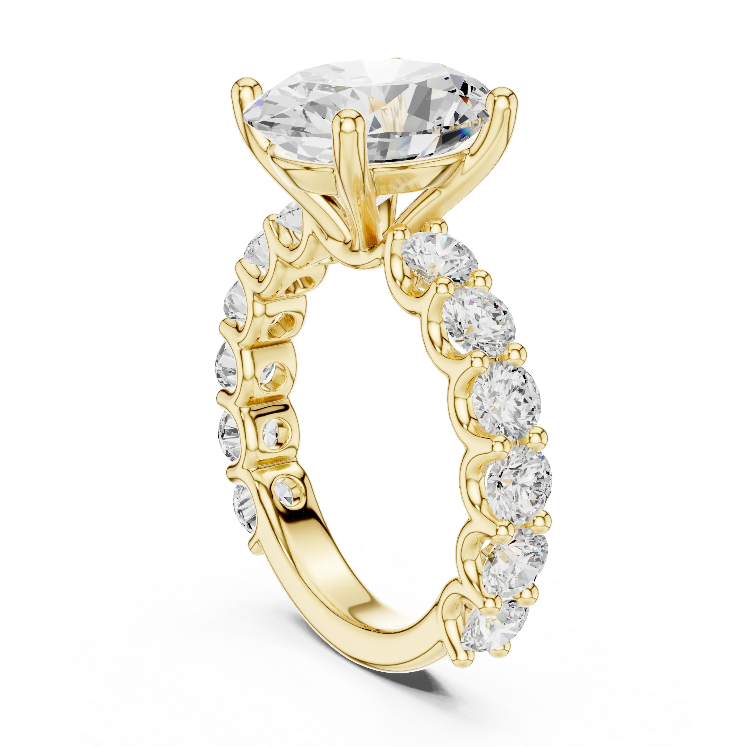 14K White Gold 5.92 CTW Oval Cut Wedding Diamond Ring
