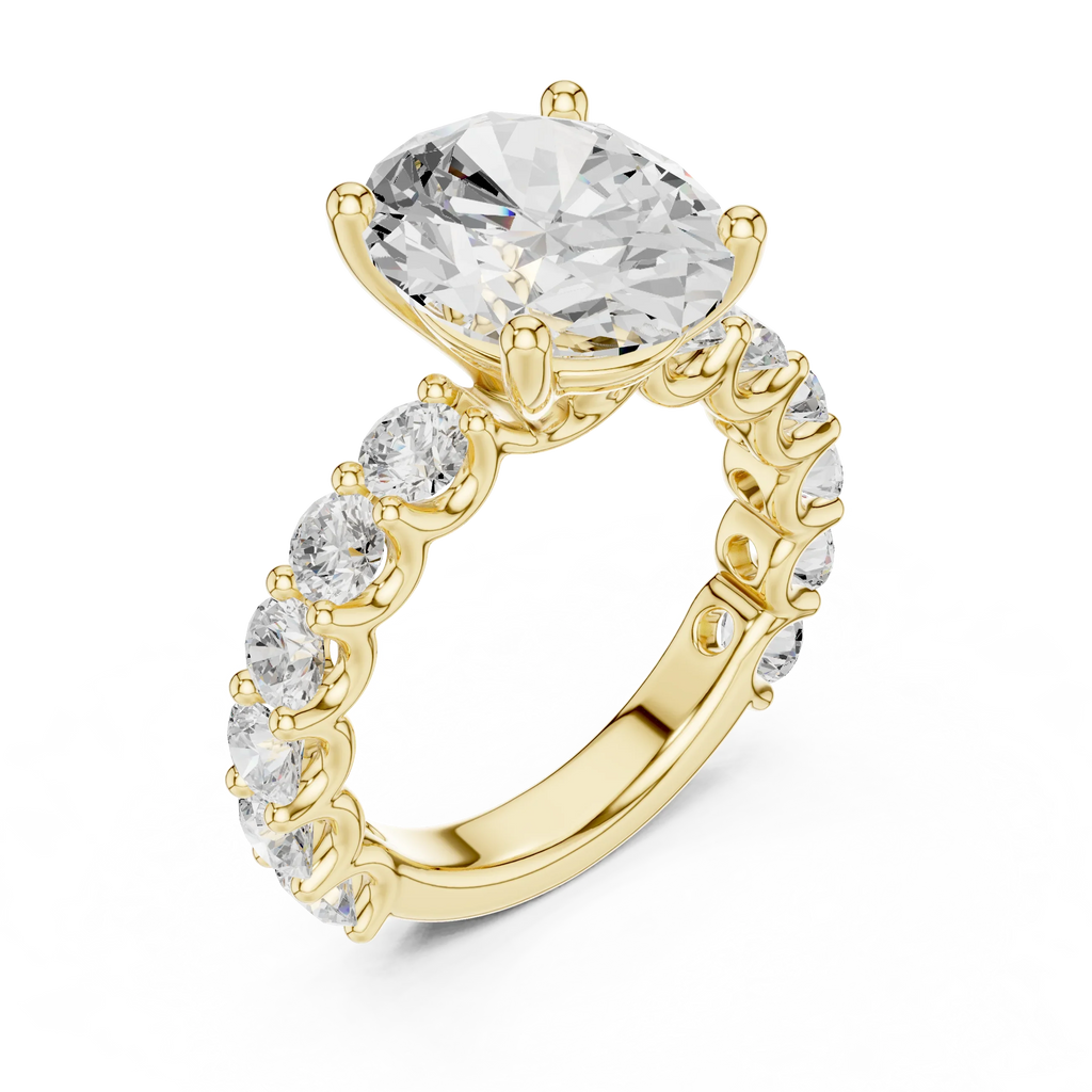 14K White Gold 5.92 CTW Oval Cut Wedding Diamond Ring