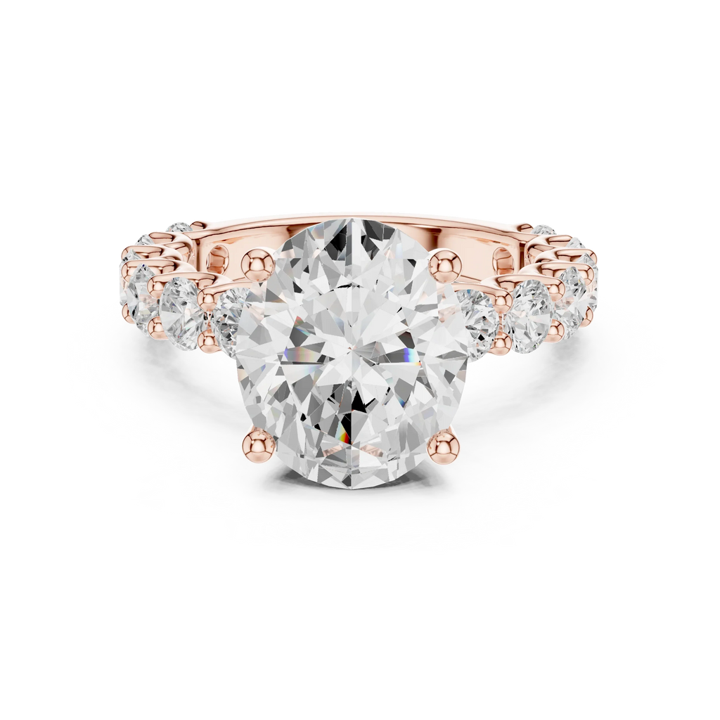 14K White Gold 5.92 CTW Oval Cut Wedding Diamond Ring