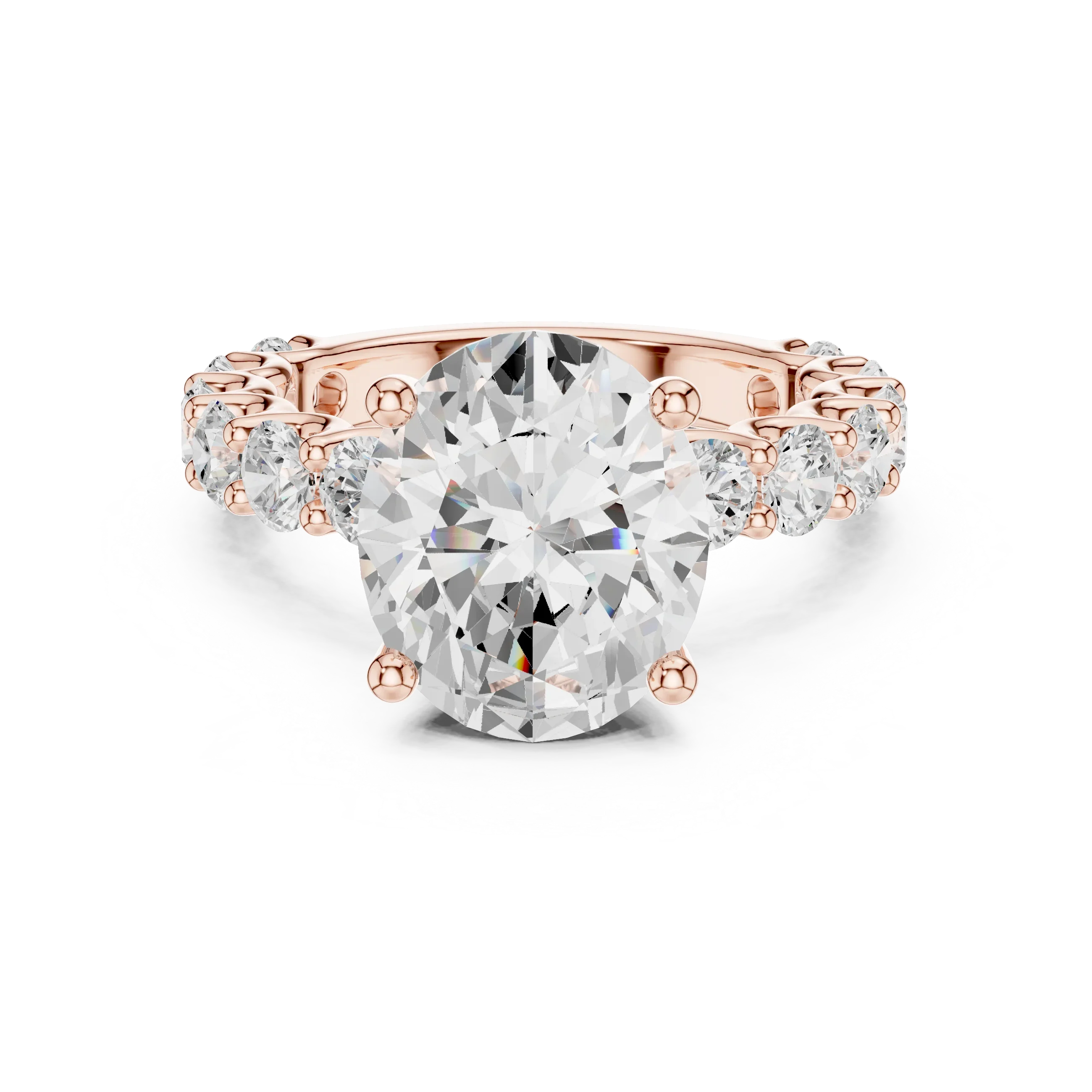 14K White Gold 5.92 CTW Oval Cut Wedding Diamond Ring