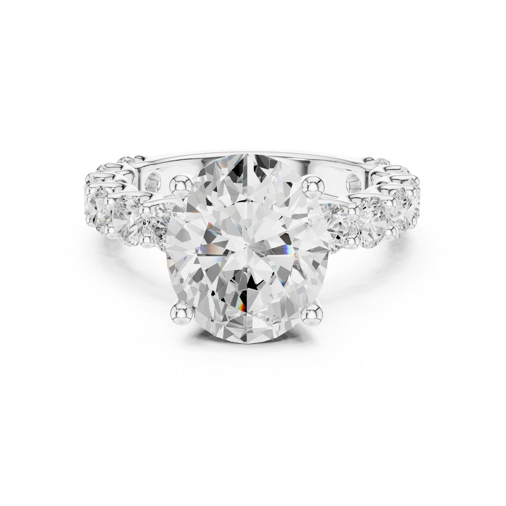 14K White Gold 5.92 CTW Oval Cut Wedding Diamond Ring