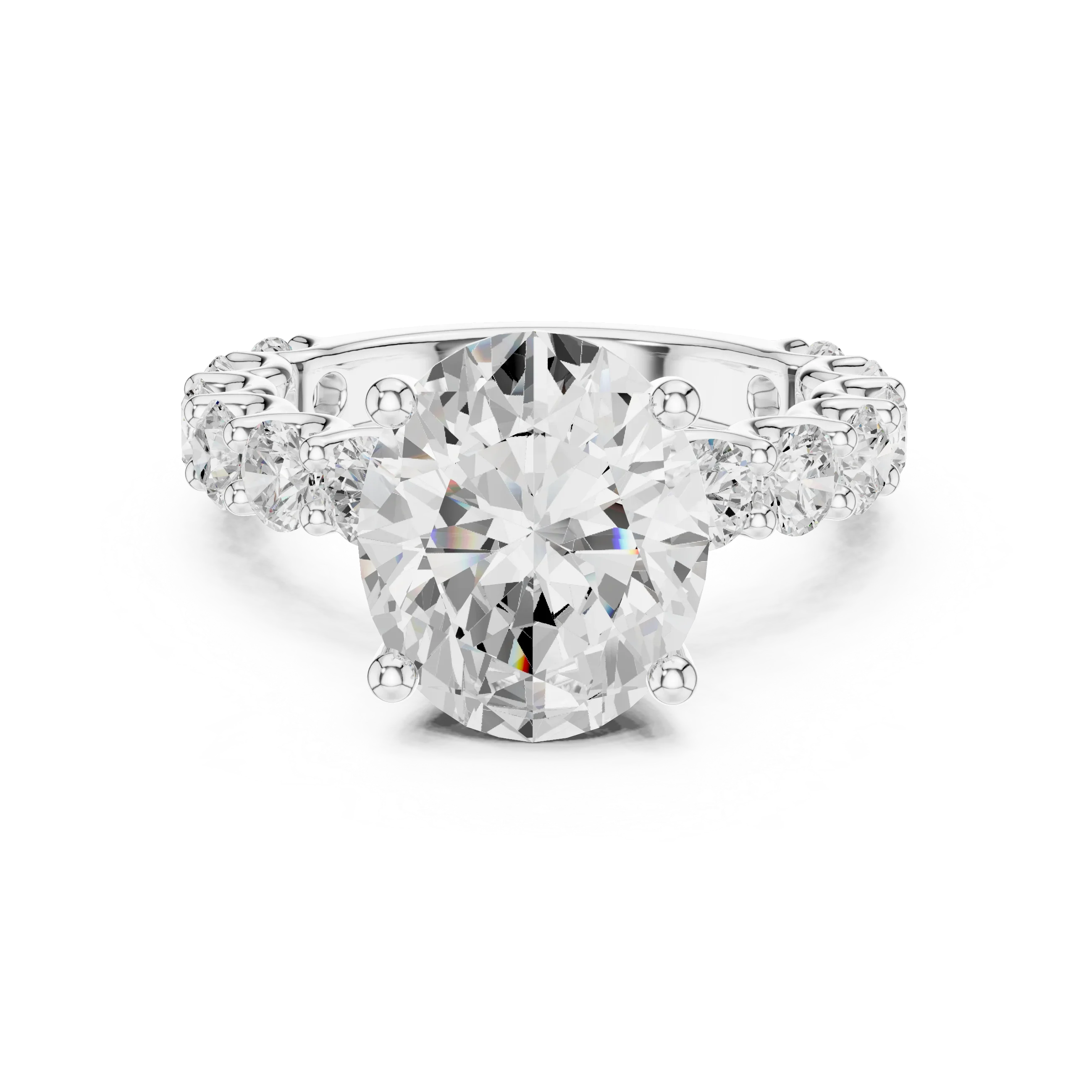 14K White Gold 5.92 CTW Oval Cut Wedding Diamond Ring